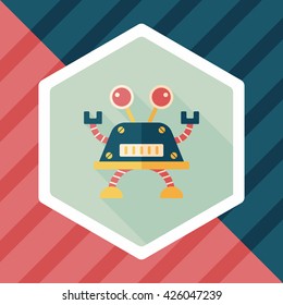 robot flat icon with long shadow,eps10