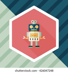 robot flat icon with long shadow,eps10