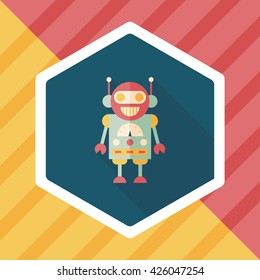 robot flat icon with long shadow,eps10