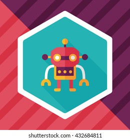 robot flat icon with long shadow,eps10