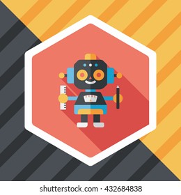 robot flat icon with long shadow,eps10