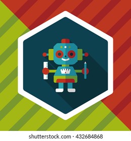 robot flat icon with long shadow,eps10