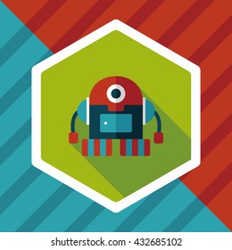 robot flat icon with long shadow,eps10