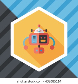 robot flat icon with long shadow,eps10