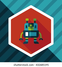 robot flat icon with long shadow,eps10
