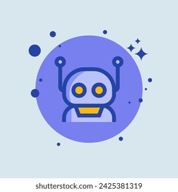 Robot flat illustration. Artificial intelligence signs vector illustration.