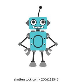 Robot Flat Vector Cartoon Illustration