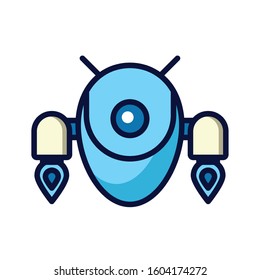 robot floating cyborg isolated icon vector illustration design