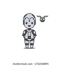 the robot with a flying robot on the side