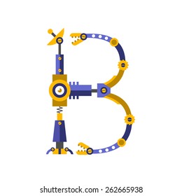 Robot, font vector. Letter B