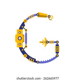 Robot, font vector. Letter G