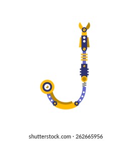Robot, font vector. Letter J