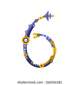 Robot, font vector. Number  6