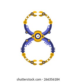 Robot, font vector. Number  8