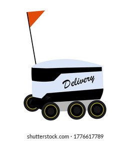 Robot food delivery icon flat design Vector illustration. Food safe and good delivered by robot.