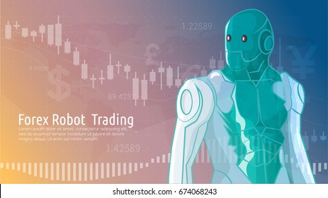 Robot Forex Tradings. Market Chart Business Trading Concept. 