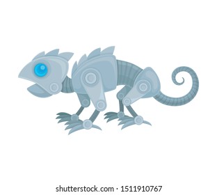 Robot in the form of a chameleon. Side view. Vector illustration on a white background.