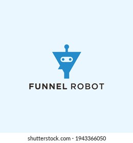 Robot With Funnel Logo Design Vector Illustration