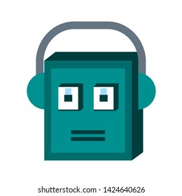 Robot funny character cartoon head isolated vector illustration graphic design