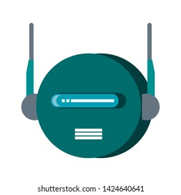 Robot funny character cartoon head isolated vector illustration graphic design