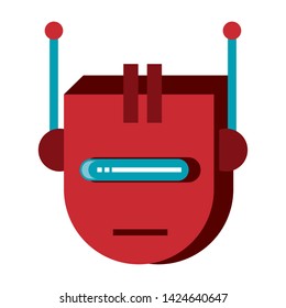 Robot funny character cartoon head isolated vector illustration graphic design