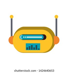 Robot funny character cartoon head isolated vector illustration graphic design