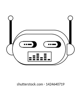Robot funny character cartoon head isolated vector illustration graphic design