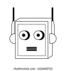 Robot funny character cartoon head isolated vector illustration graphic design