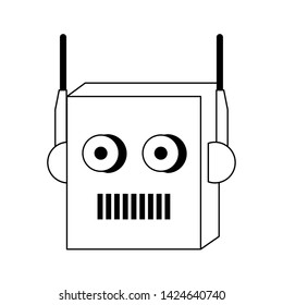 Robot funny character cartoon head isolated vector illustration graphic design