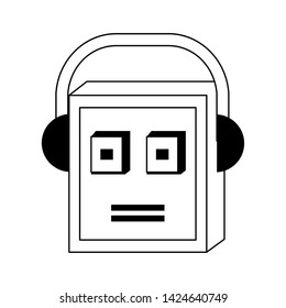 Robot funny character cartoon head isolated vector illustration graphic design