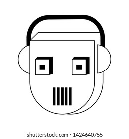 Robot funny character cartoon head isolated vector illustration graphic design