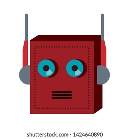 Robot funny character cartoon head isolated vector illustration graphic design