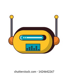 Robot funny character cartoon head isolated vector illustration graphic design