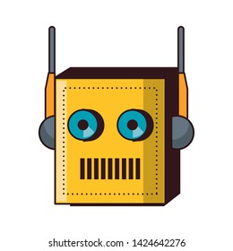 Robot funny character cartoon head isolated vector illustration graphic design