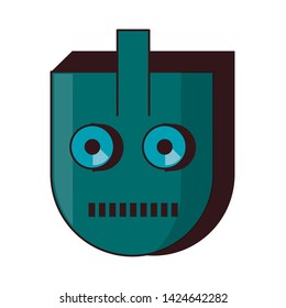 Robot funny character cartoon head isolated vector illustration graphic design