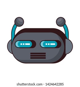 Robot funny character cartoon head isolated vector illustration graphic design