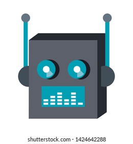Robot funny character cartoon head isolated vector illustration graphic design