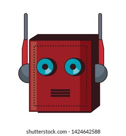 Robot funny character cartoon head isolated vector illustration graphic design