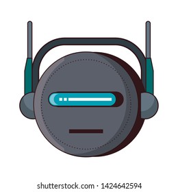 Robot funny character cartoon head isolated vector illustration graphic design