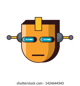 Robot funny character cartoon head isolated vector illustration graphic design