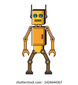 Robot funny character cartoon isolated vector illustration graphic design