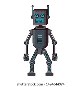 Robot funny character cartoon isolated vector illustration graphic design