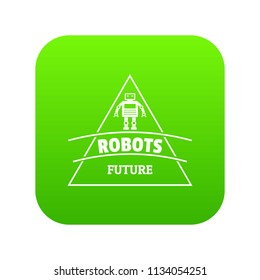 Robot future icon green vector isolated on white background