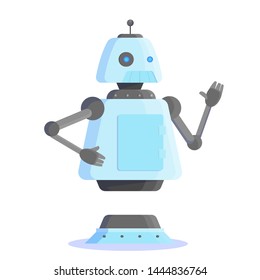 Robot, futuristic character of orange color. Idea of automation. Cyborg and humanoid. Isolated vector illustration in cartoon style