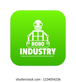 Robot futuristic icon green vector isolated on white background