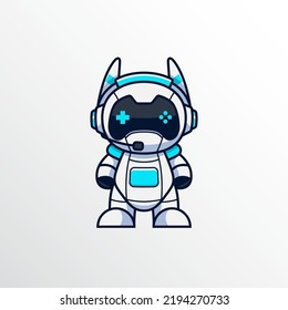 Robot Gamer Mascot Logo with Gamepad Controller