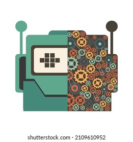 robot gear in face vector icon