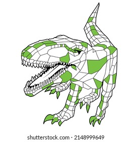 Robot geometric polygonal Tyrannosaurus. Mecha T Rex Dinosaur vector isolated on white background