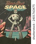 Robot Giant from Space, Retro Sci Fi Comic Book Style Illustration