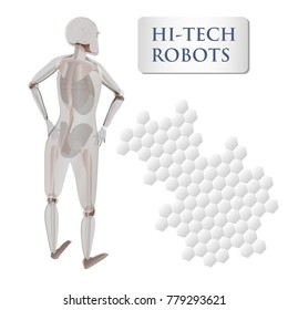 Robot girl. Logo or emblem. Illustration can be used in the advertisements,
banners, websites, infographics, labels.
